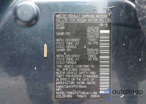 2015 Nissan Rogue S z USA, uszkodzony, nr VIN KNMAT2MV1FP578444